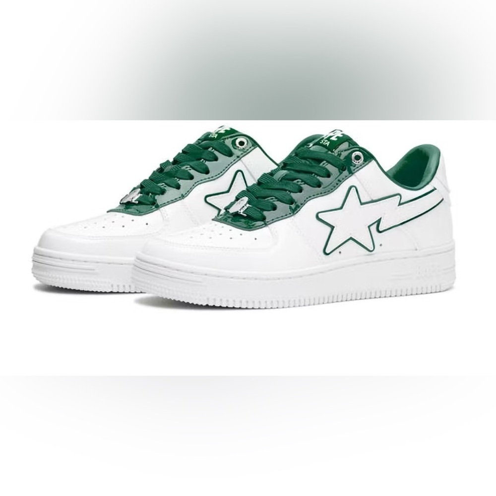 A Bathing Ape Bape Sta Patent Leather White Green